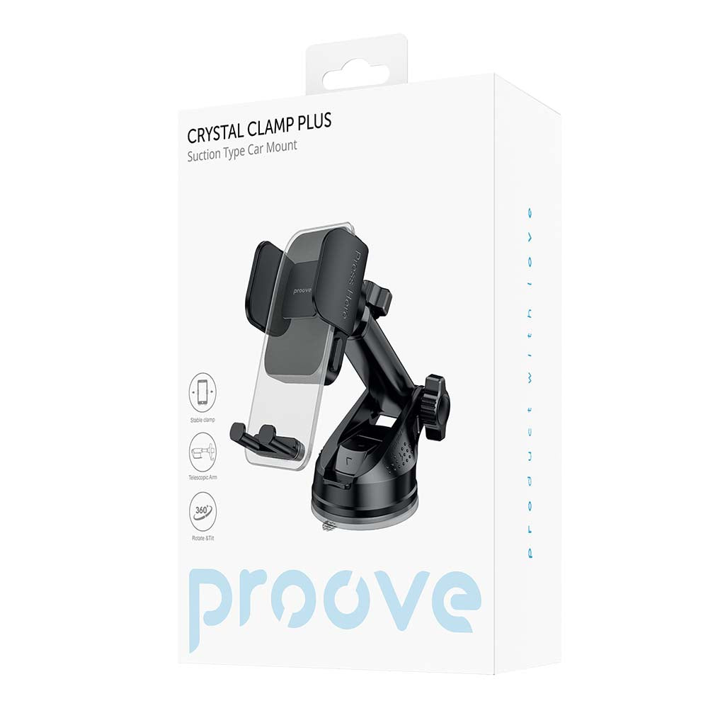 Proove Crystal Clamp Plus Dash Car Holder, 4.7inch - 6.9inch, Black CHCSP0000001