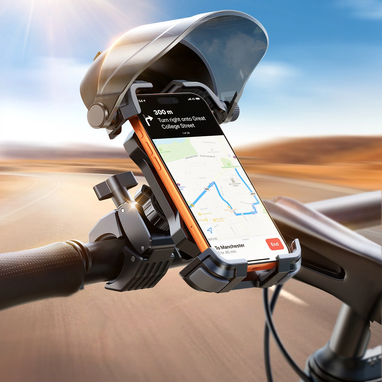 Bicycle Motorcycle Holder with Sunshade Joyroom JR-ZS528, 4.7inch - 7inch, Black