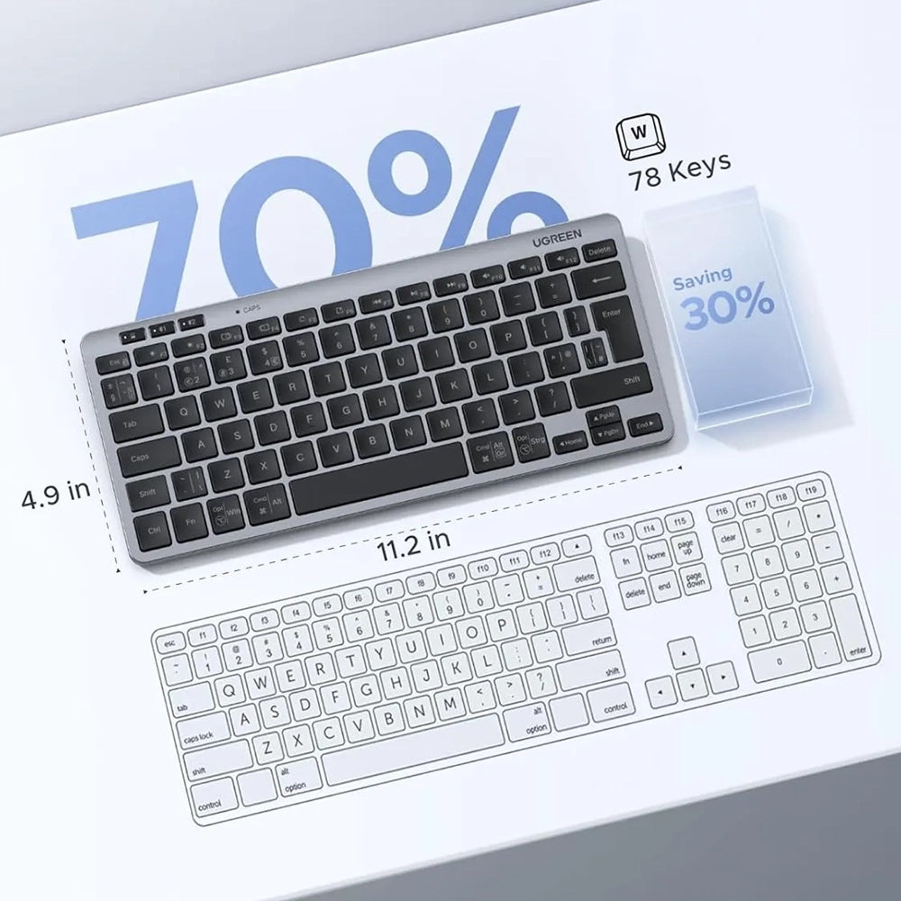 UGREEN 75049 Wireless Keyboard, BT / Wi-Fi, Black